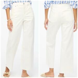j. crew factory wide-leg crop jean all-day stretch seashell white br051 women 32